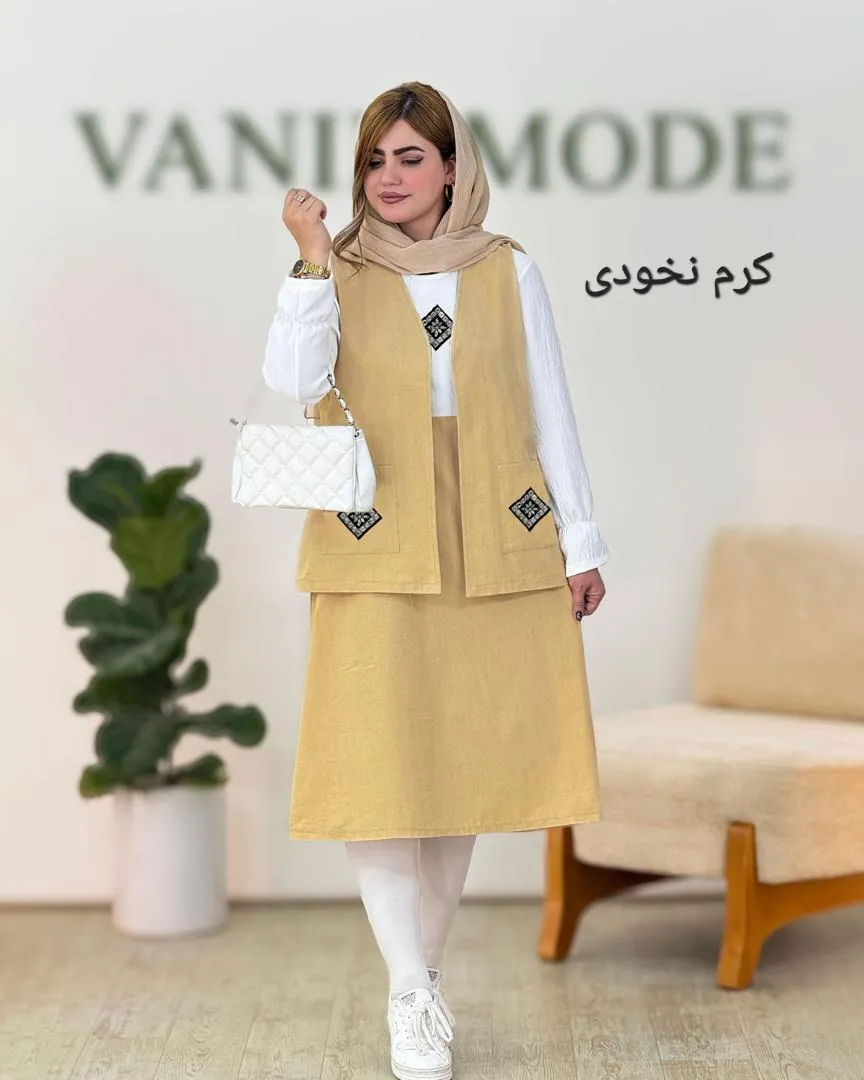 کت سارافون یقه گرد لینن کد g424