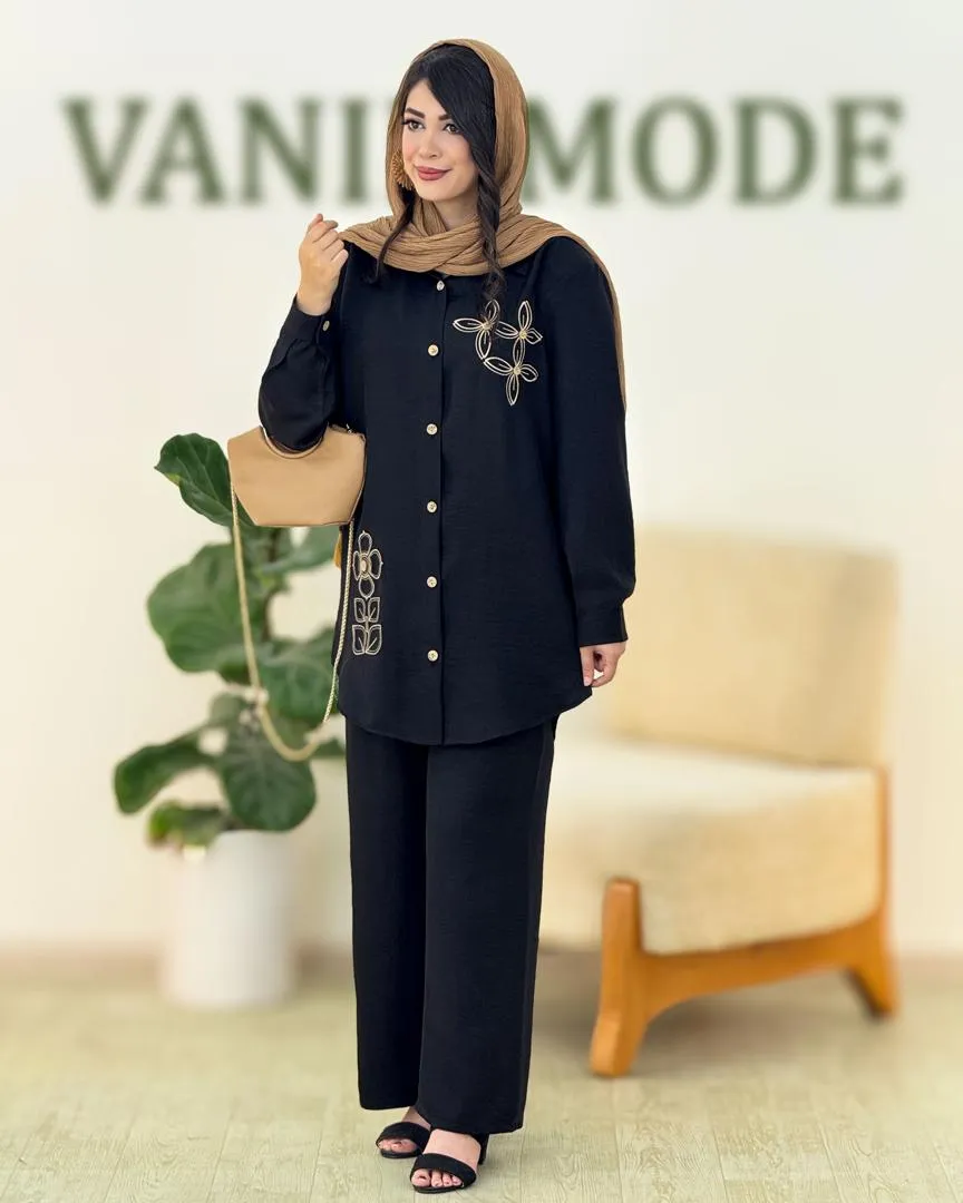 ست شومیز گلدوزی و شلوار راسته کد h28