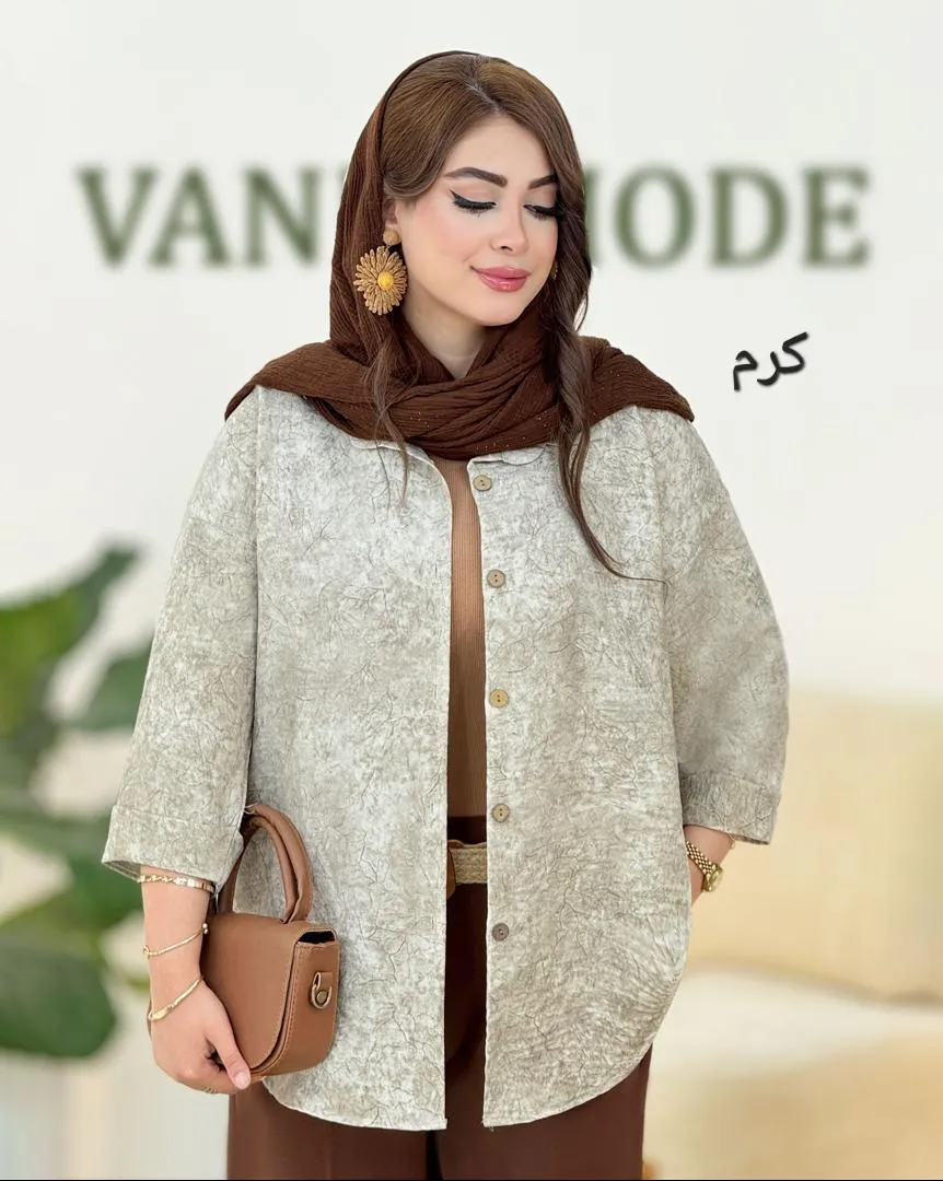 شومیز گازوئیلی آستین پاکتی کد h61