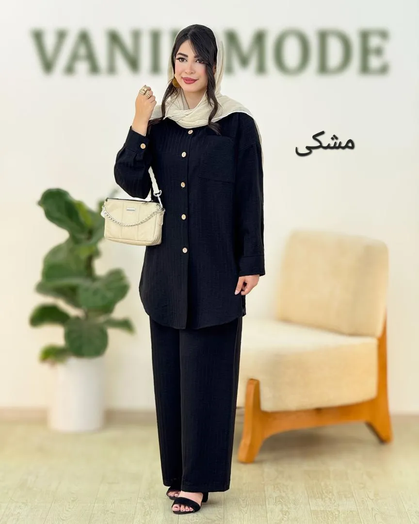 ست شومیز شلوار دکمه دار کد g911