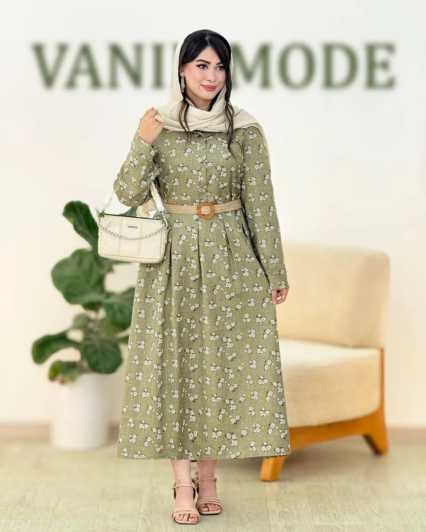 ماکسی سه دکمه شانتون کمربنددار کد g905