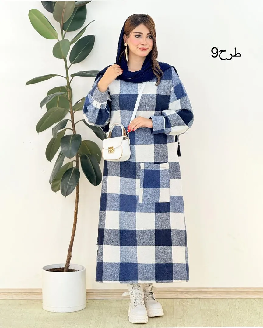 کفتان بلند چهار خونه پشمی کدh381