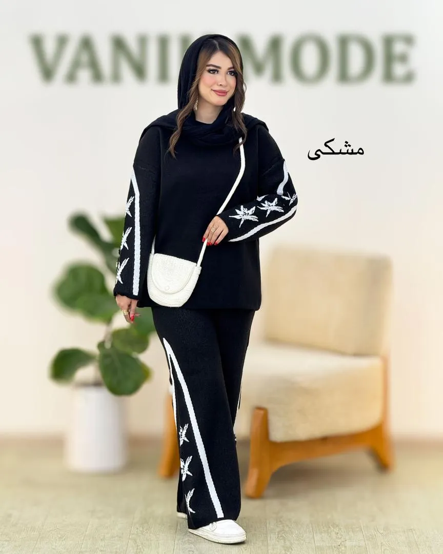 ست بلوز شلوار بافت طرح برگ کد h461