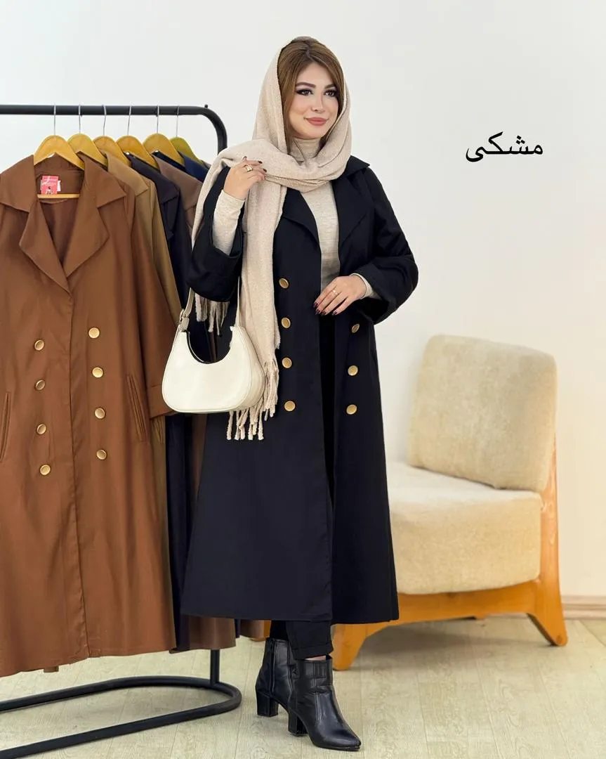 مانتو بلند آستین پاکتی دکمه نما کد