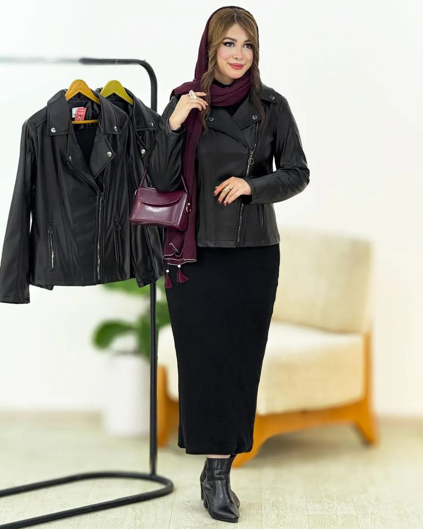 کت چرم زنانه جلو زیپ دار کد H614