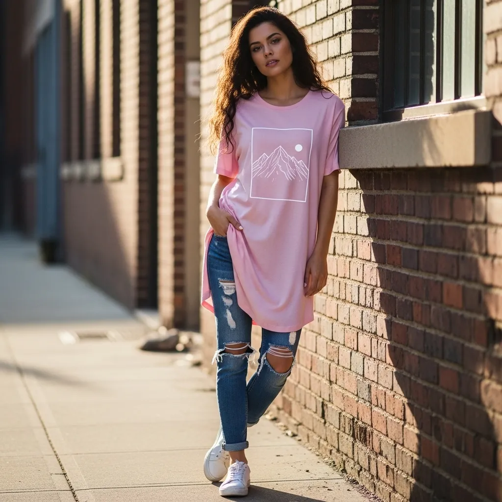 استایل با تیشرت لانگ دخترانه