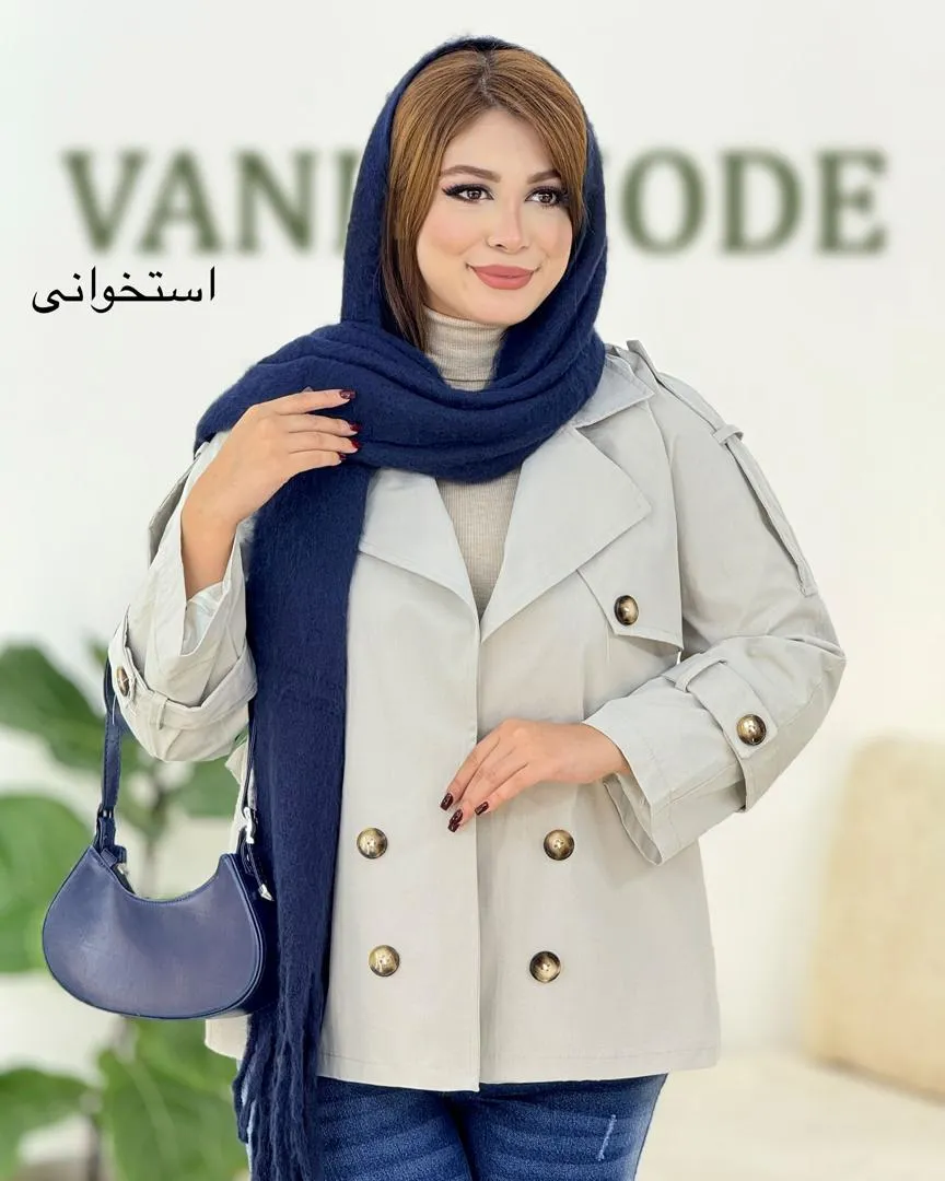 بارانی آستردار کتان کجراه کدH395