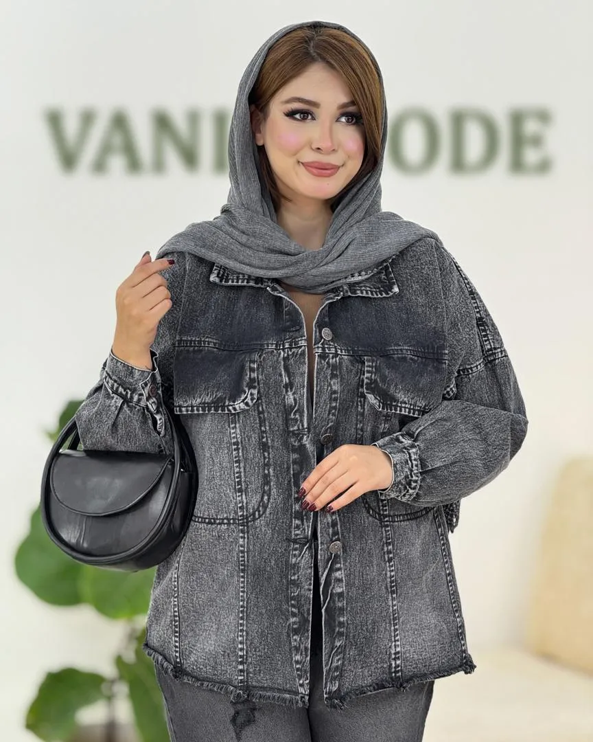 مانتو جین پایین ریش کد H539