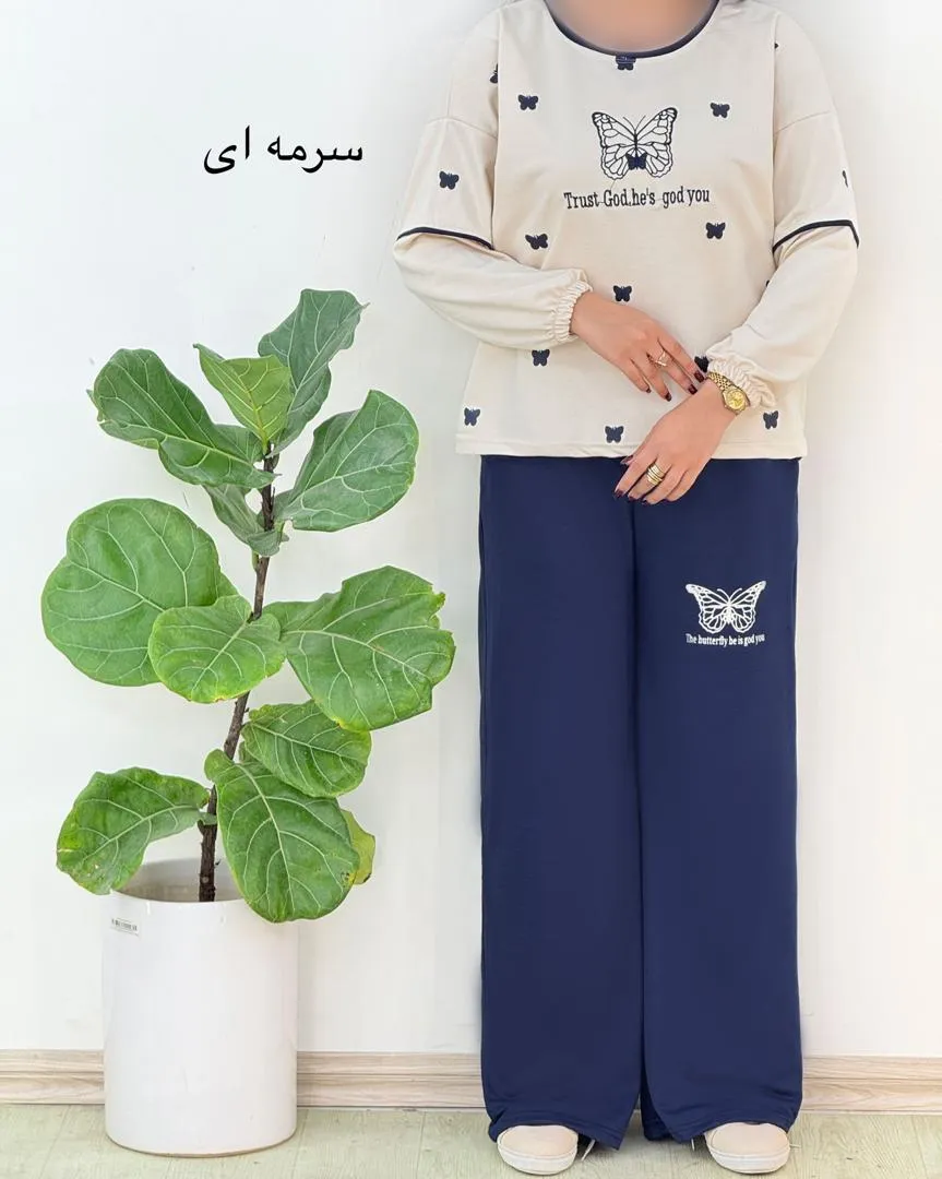 ست بلوز شلوار طرح پروانه کد H552
