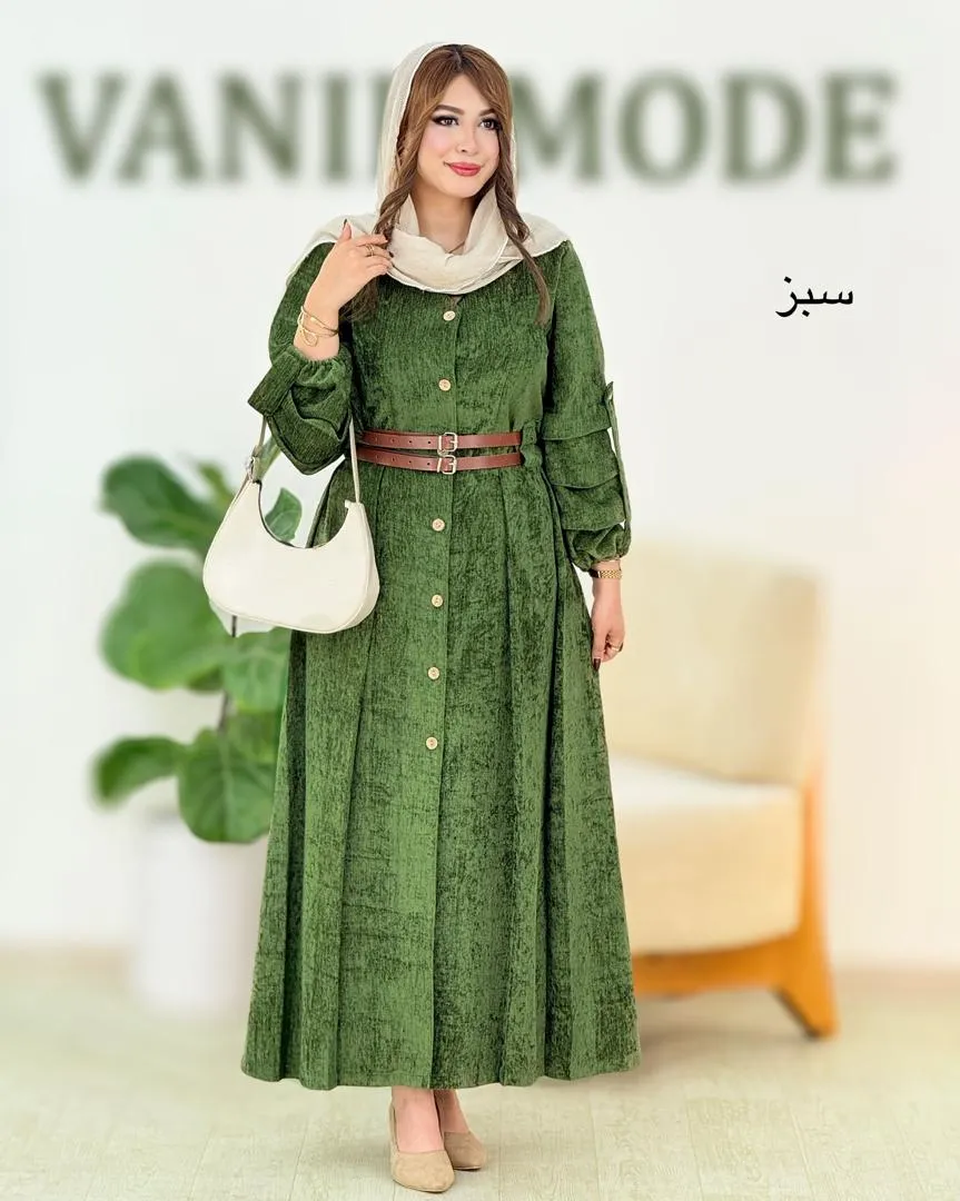 پیراهن آستین پیله دار مخمل کد h664