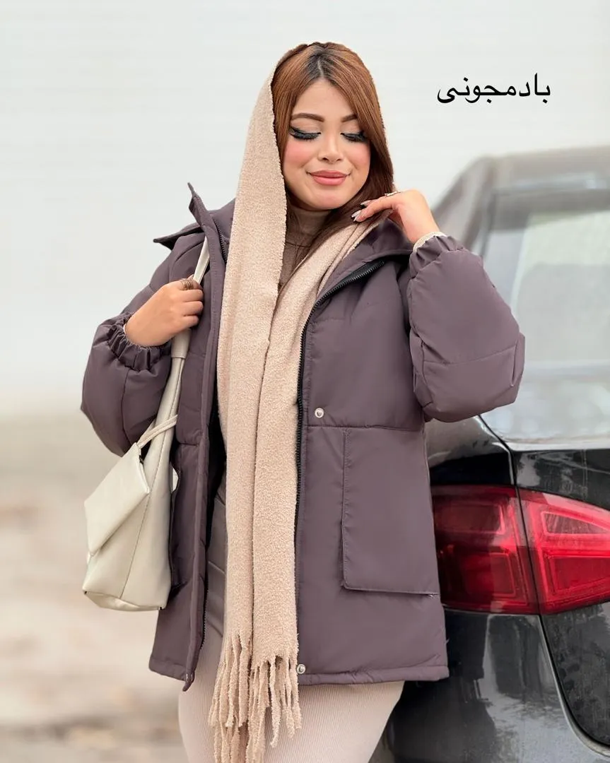 کاپشن زنانه کلاهدار کد h766