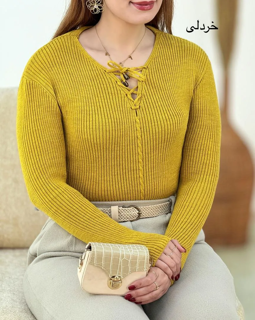 بلوز بافت یقه بنددار کد h758