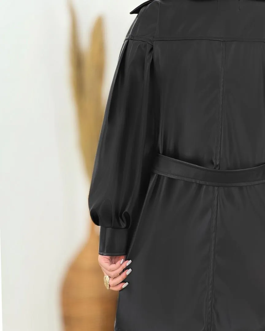 کت چرم چهار جیب بنددار کد h769