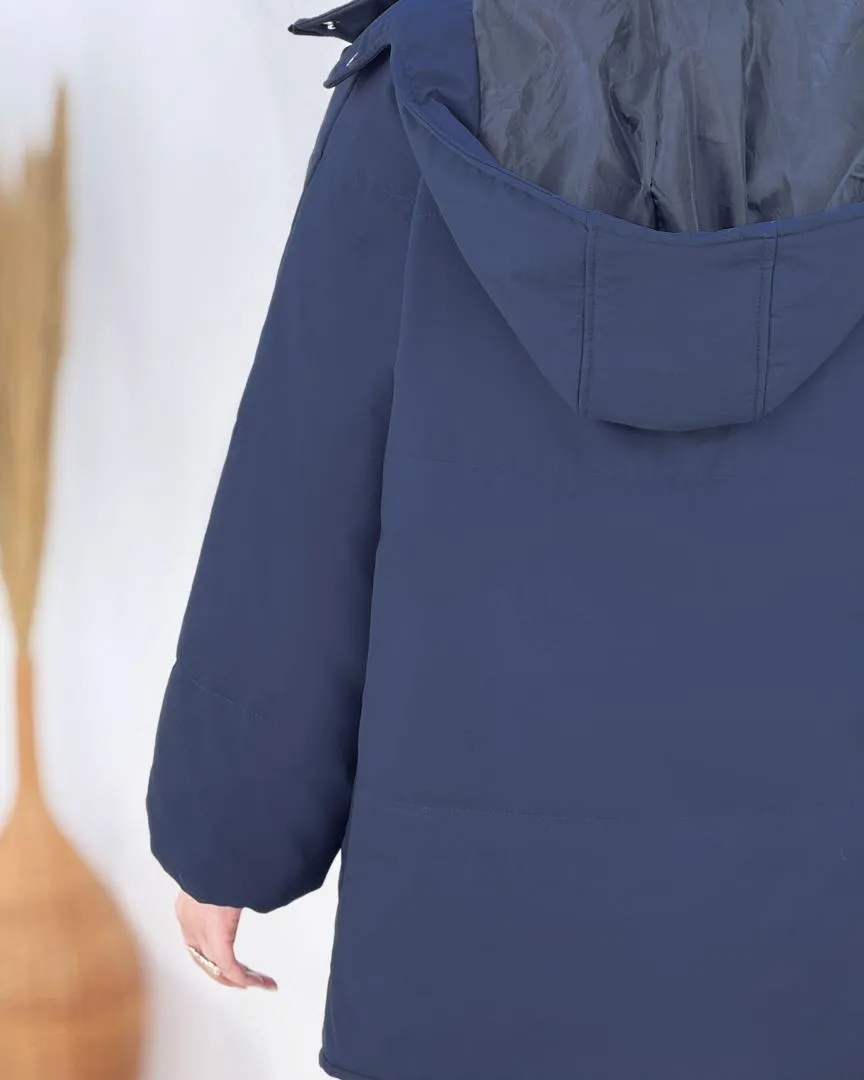 کاپشن زنانه کلاهدار کد h766