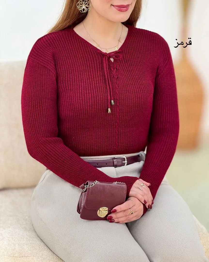 بلوز بافت یقه بنددار کد h758