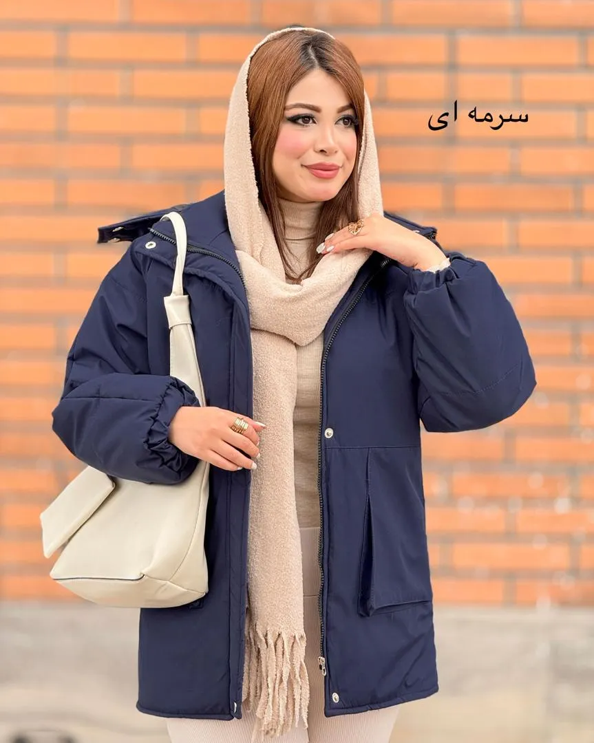 کاپشن زنانه کلاهدار کد h766