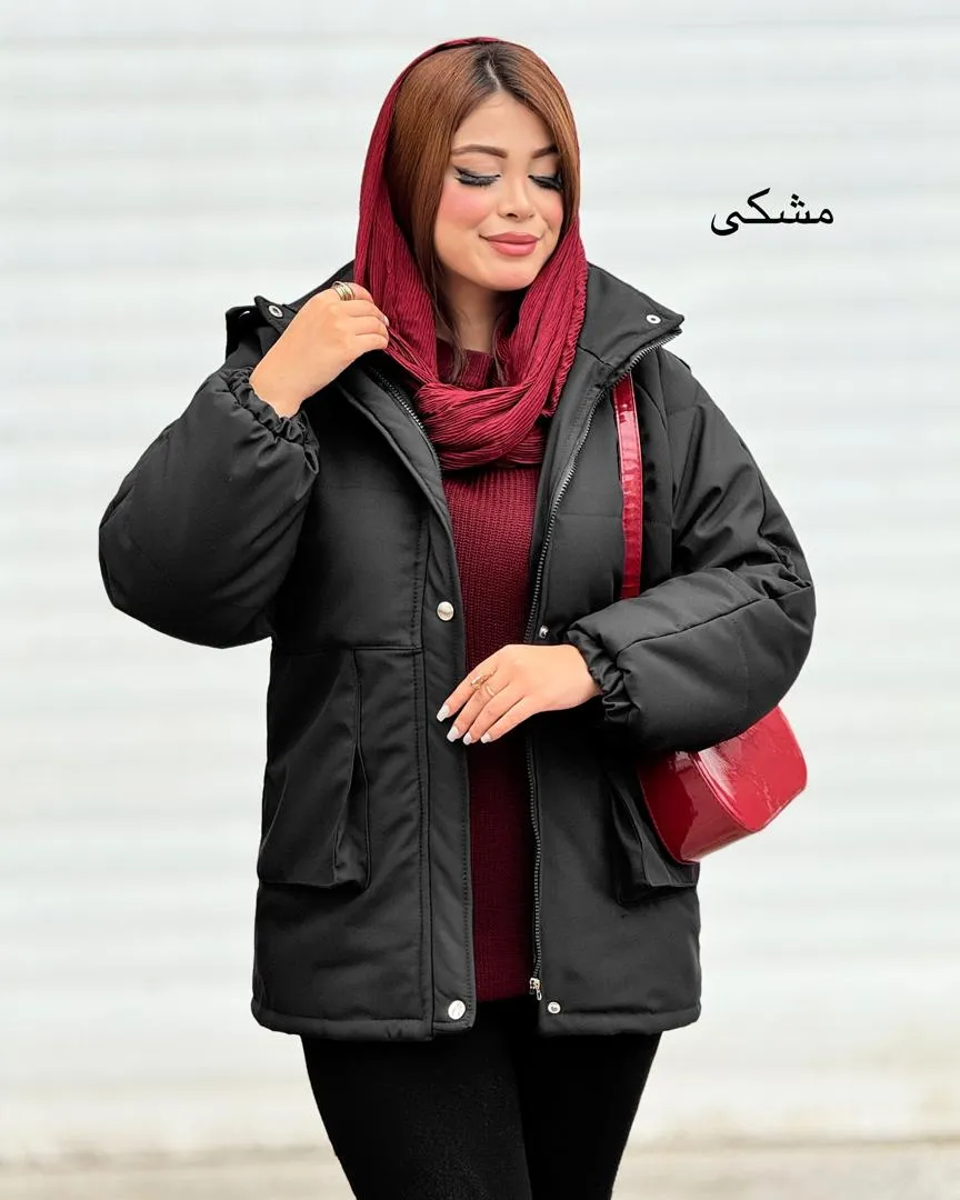 کاپشن زنانه کلاهدار کد h766