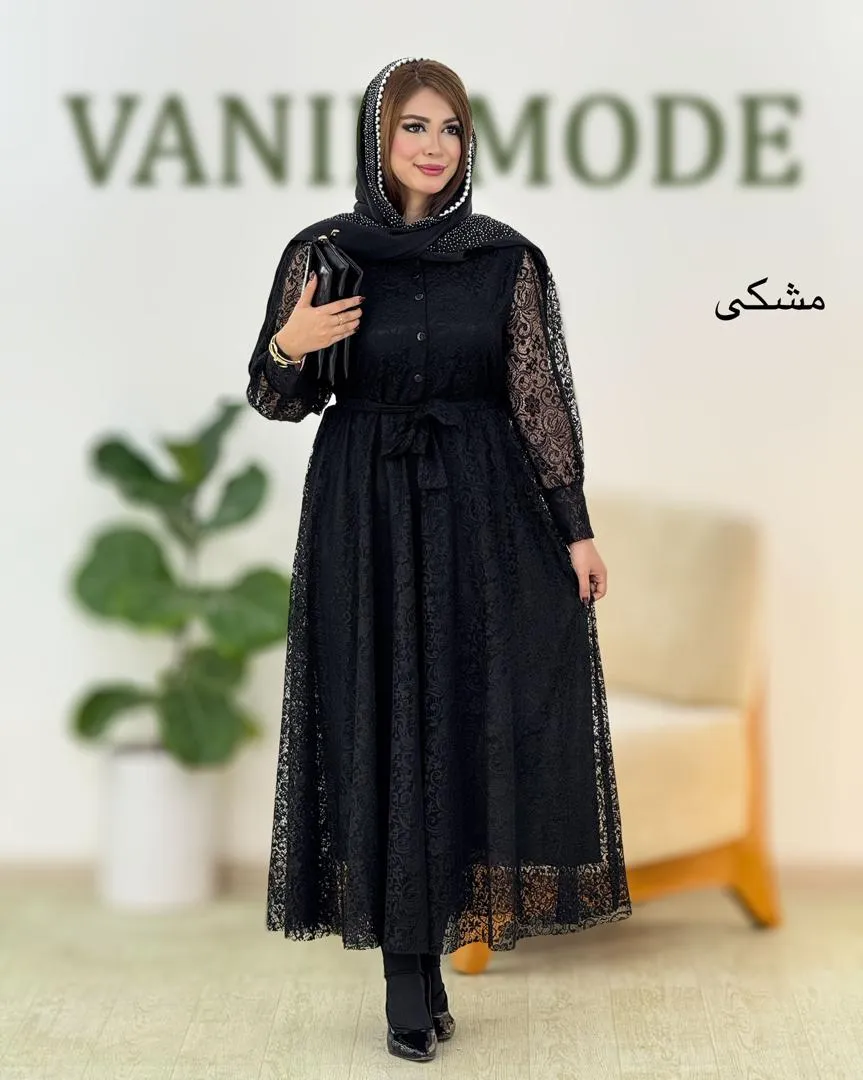 پیراهن دانتل آستین مچ دار زنانه کد h612