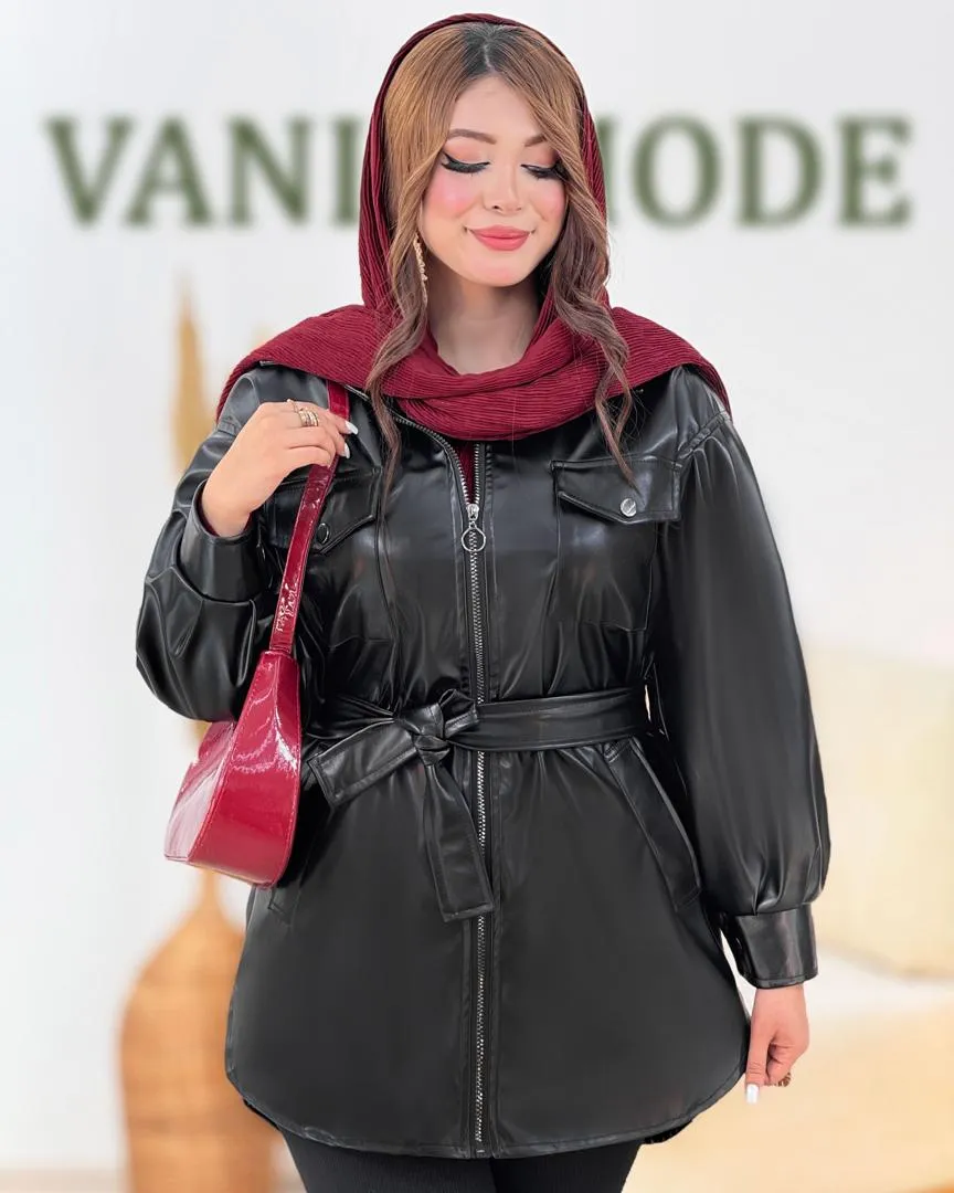 کت چرم چهار جیب بنددار کد h769