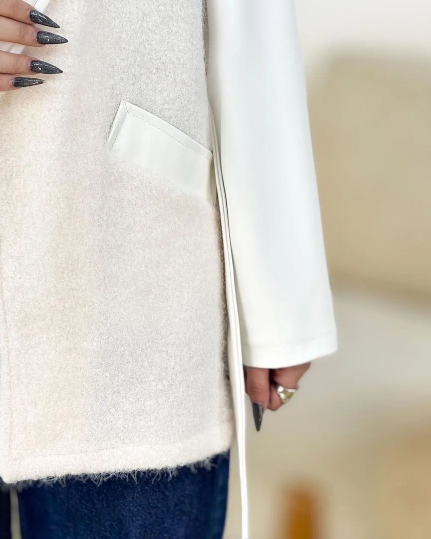 کت ترکیبی آستین چرم کد h898