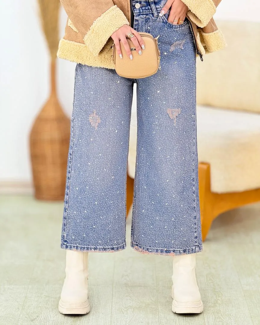 شلوار واید نگین دار کد h909