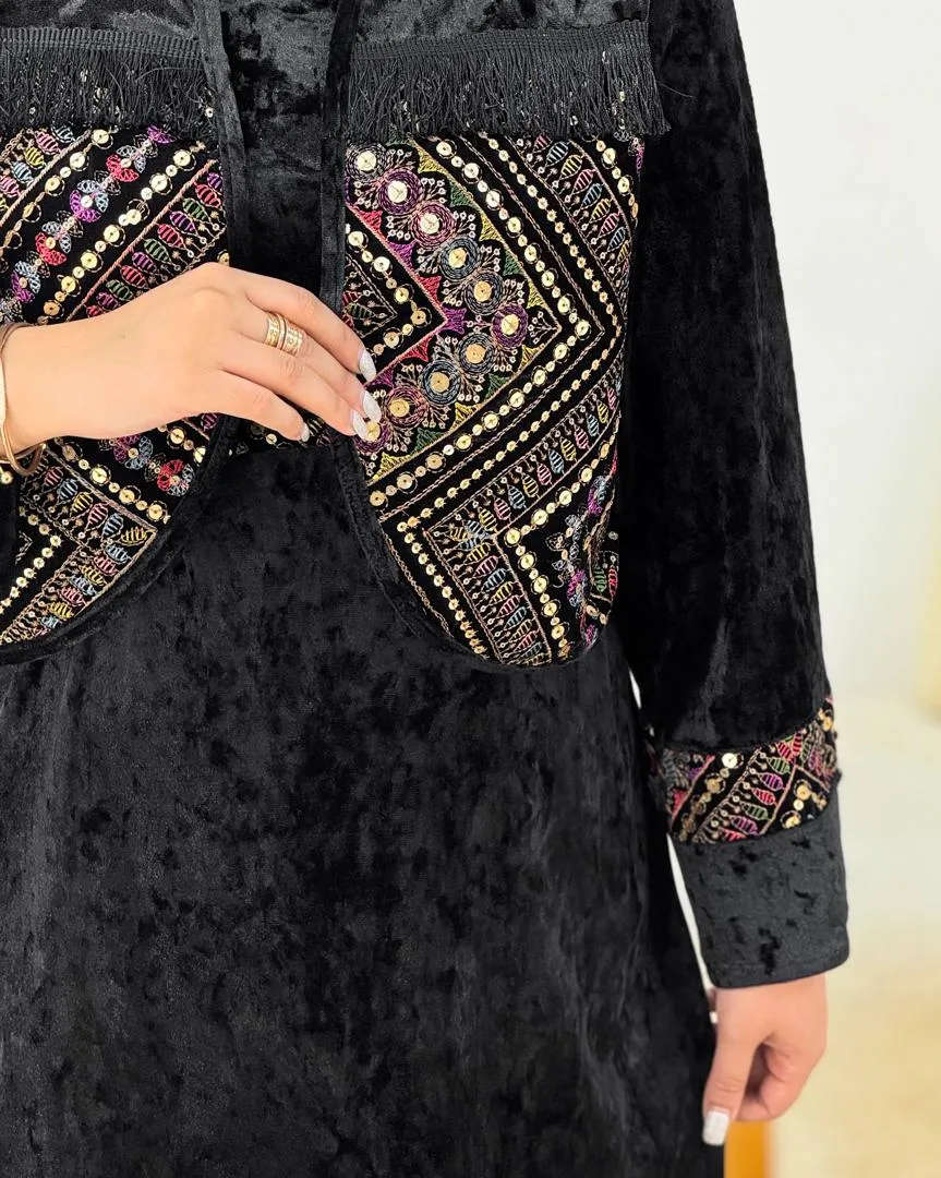 کت سارافون مخمل ریش دار کد h863