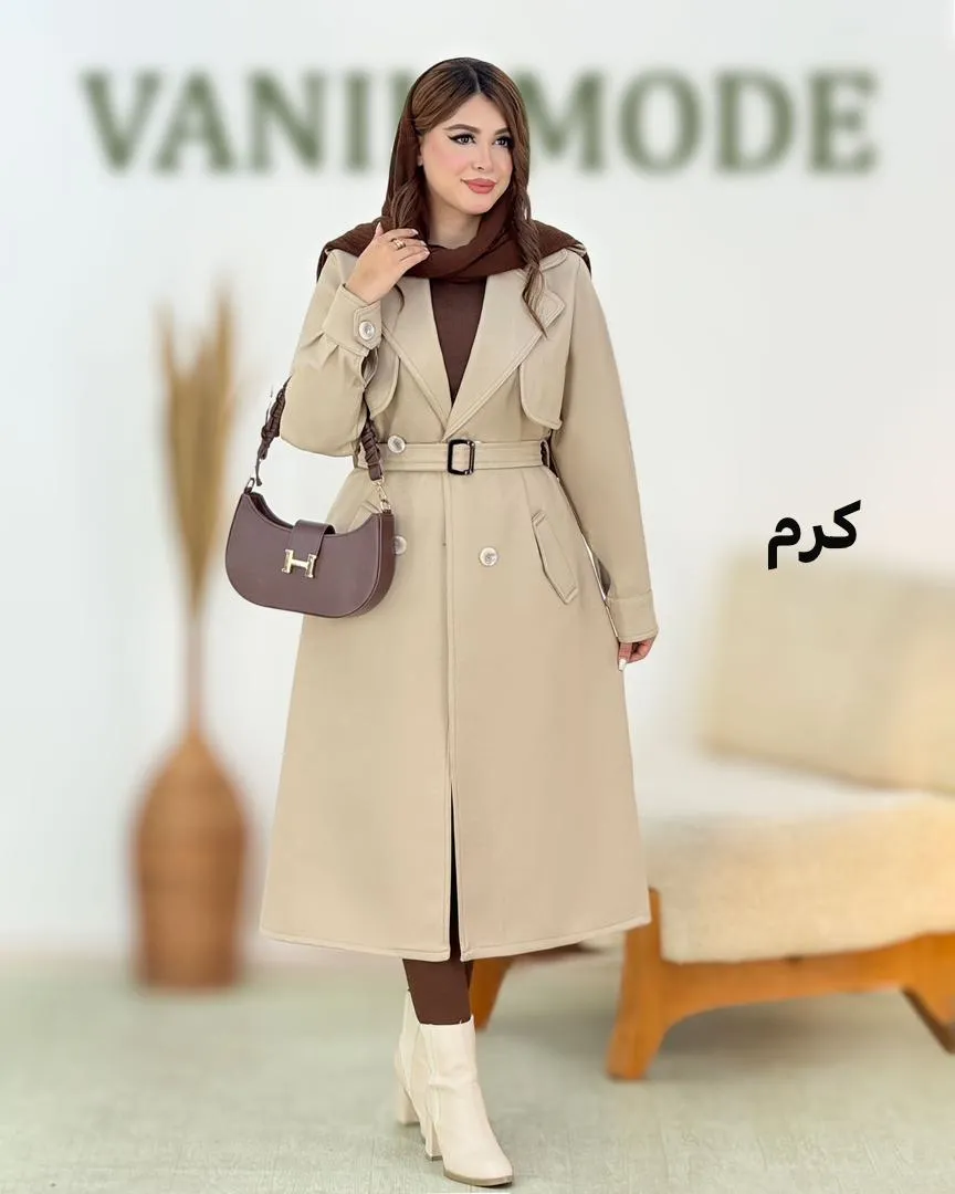 بارانی بلند پایین چاک دار کد H876