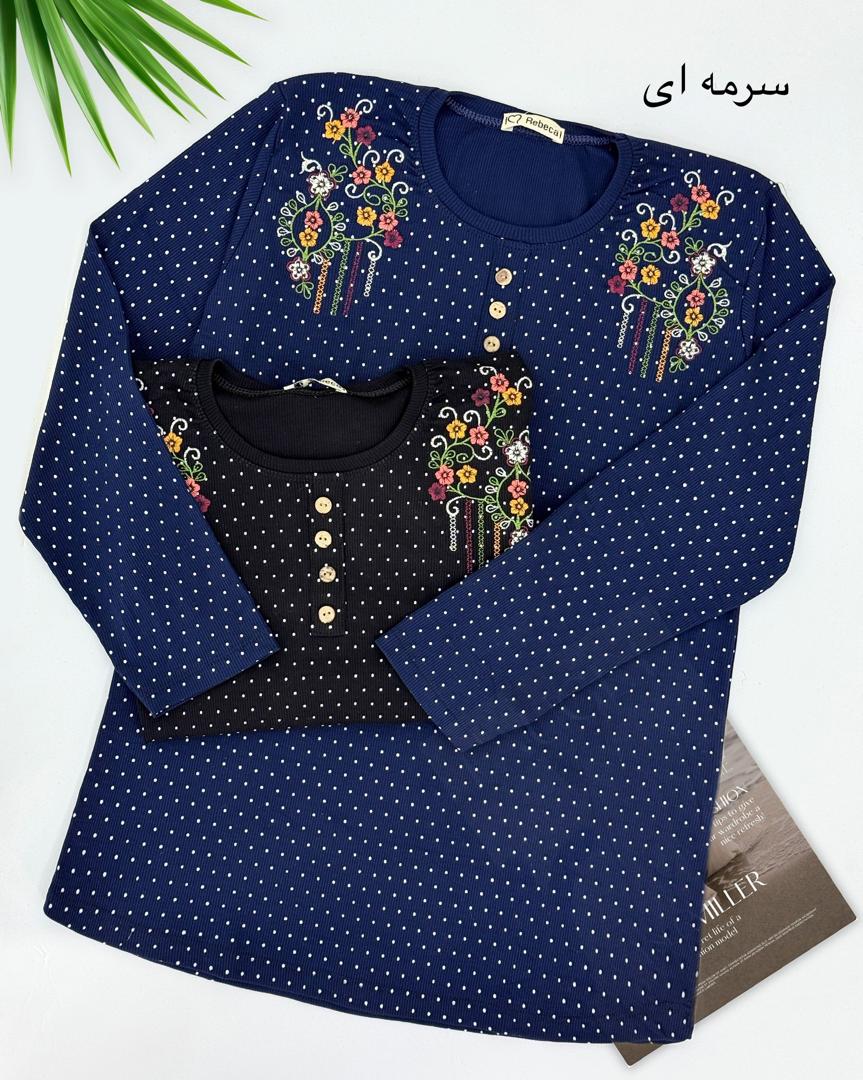 بلوز آستین بلند خالدار گلدوزی کد h824