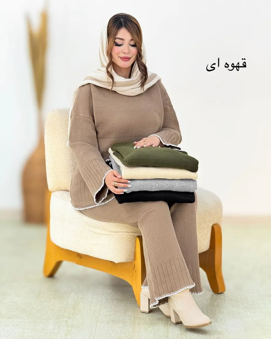 ست بلوز یقه گرد و شلوار نیم بگ کد h449