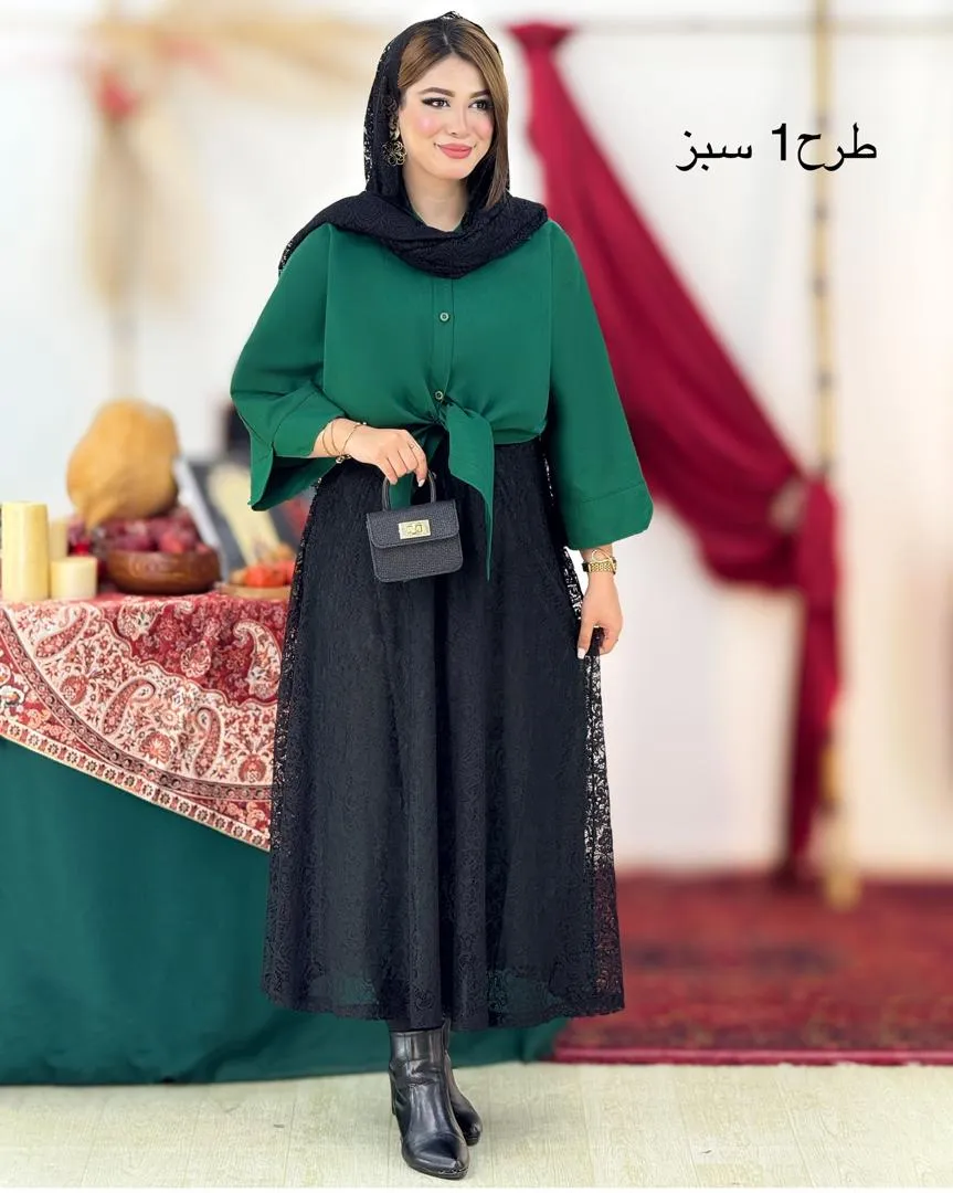 ست شومیز دامن شال یلدایی کد h808