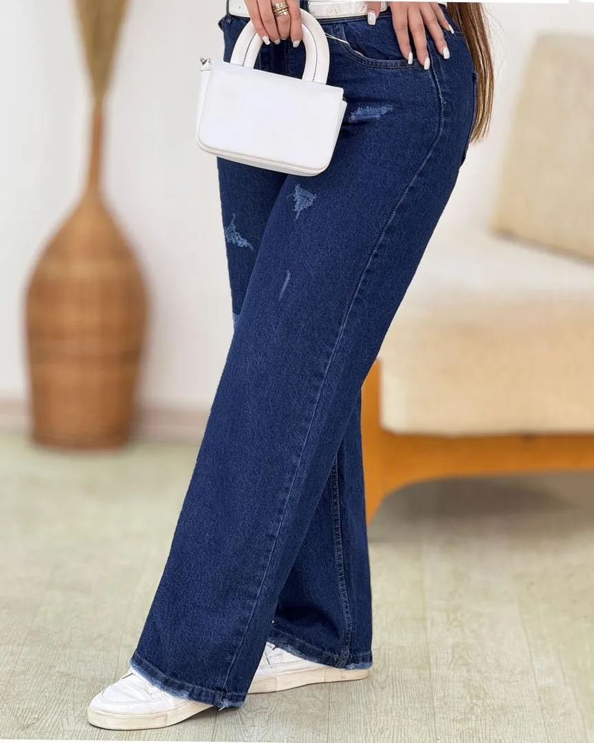 شلوار جین نیم بگ زنانه کد h733