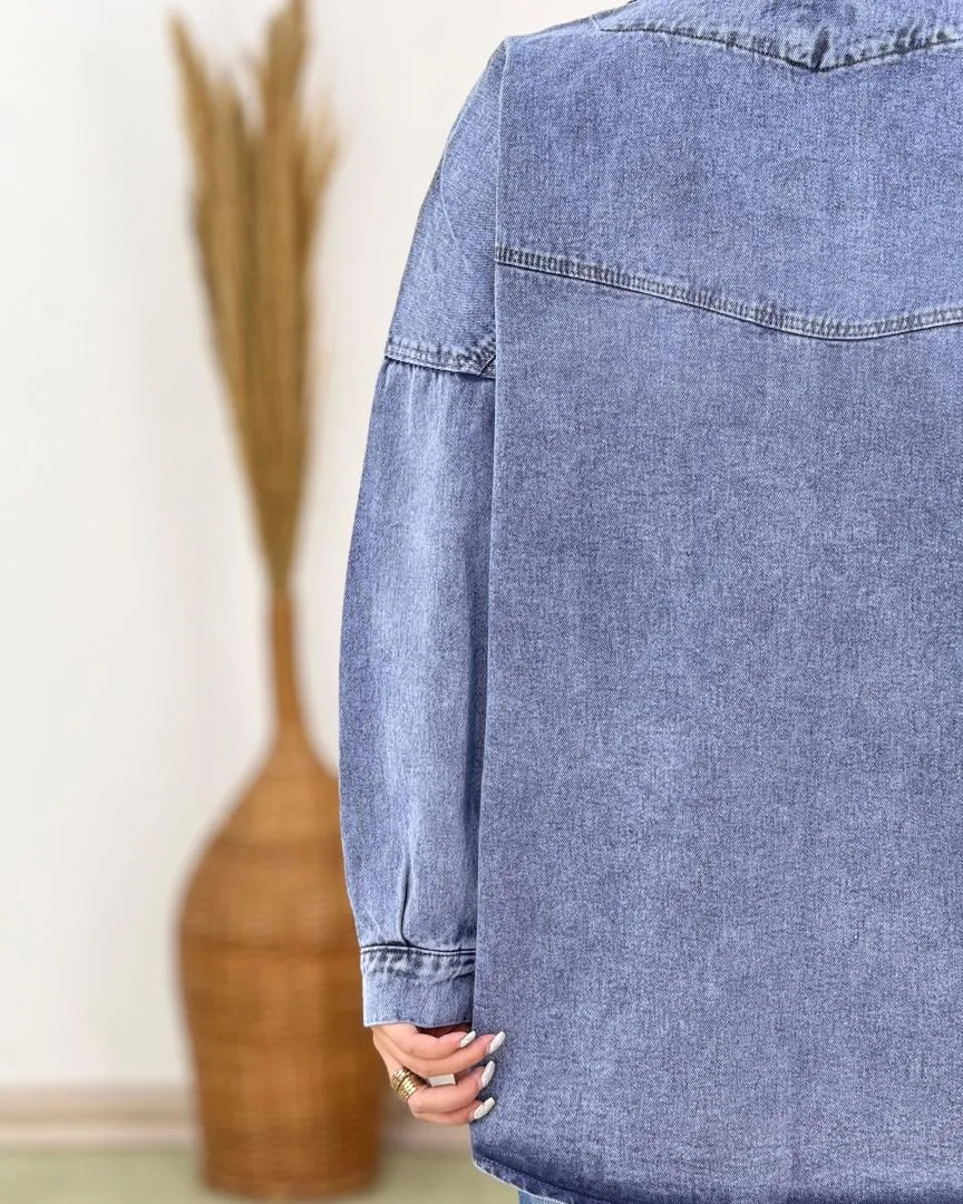 مانتو جین فری سایز کد H835