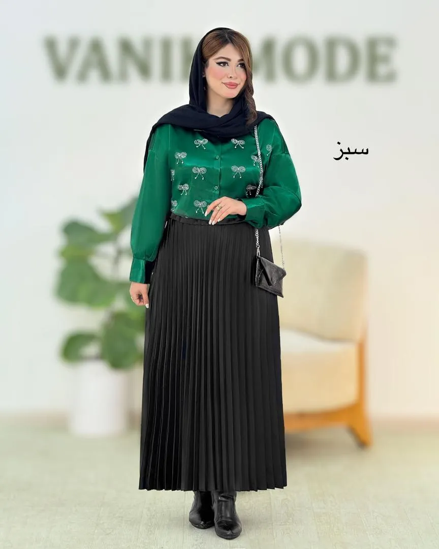 شومیز ساتن و دامن پلیسه یلدایی کد h809