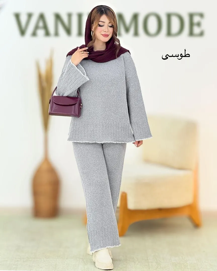 ست بلوز یقه گرد و شلوار نیم بگ کد h449