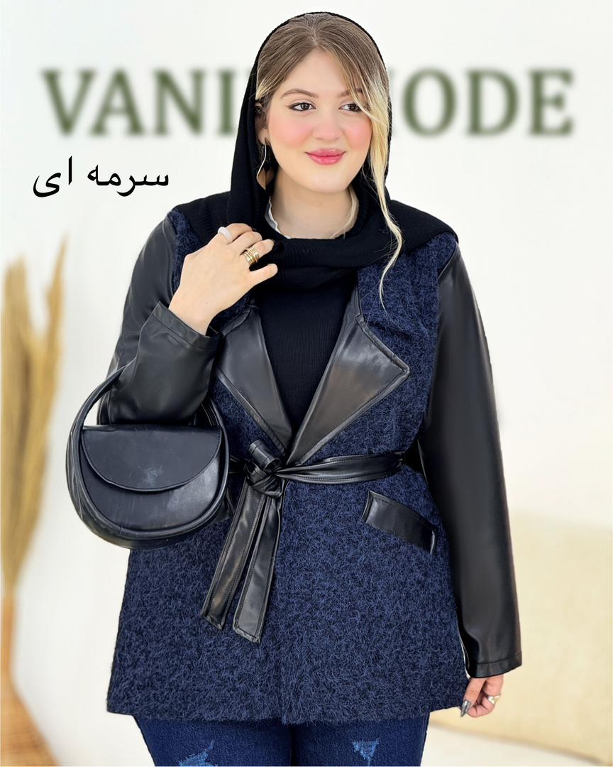 کت ترکیبی آستین چرم کد h898