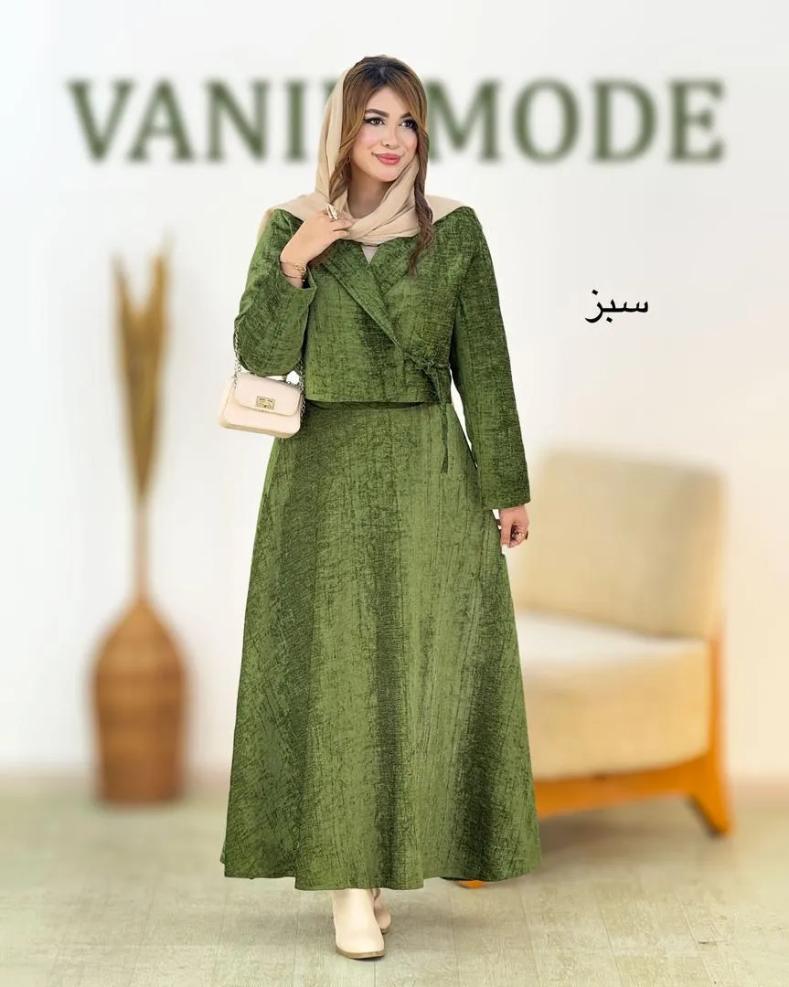 ست کت دامن آستر دار مخمل کد h890