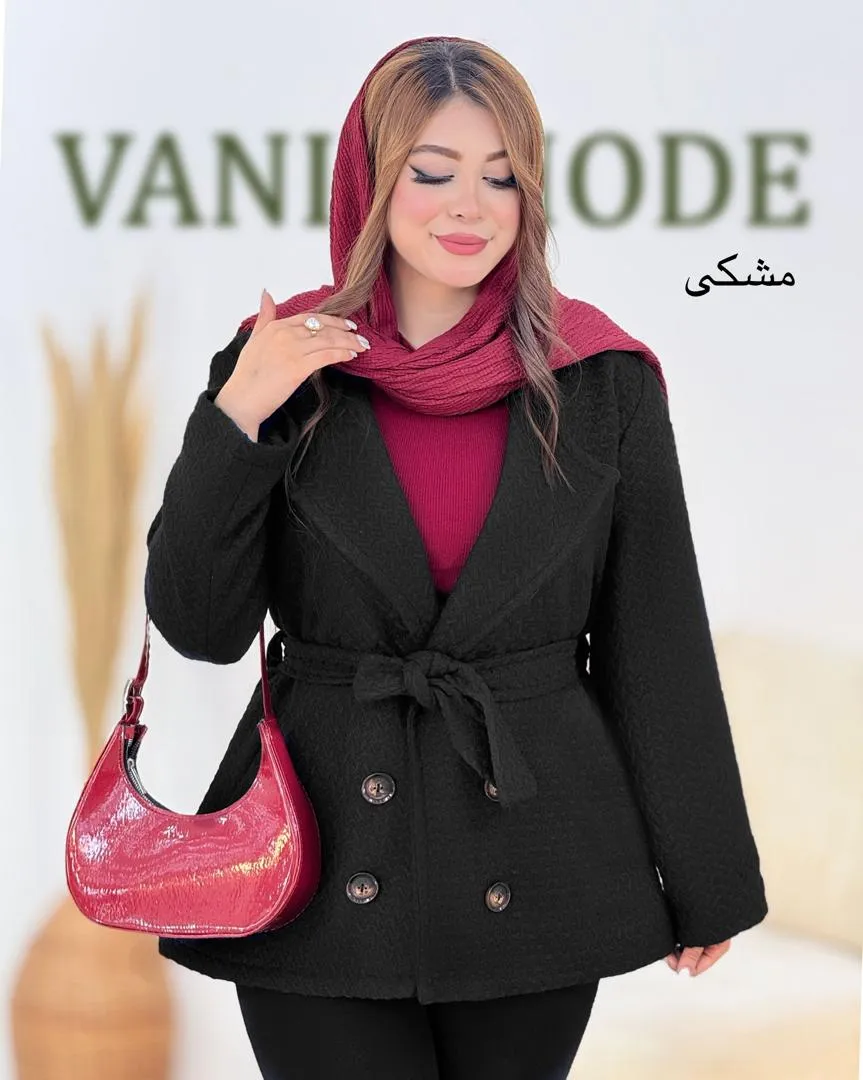 پالتو کوتاه آستردار دکمه نما کد h821
