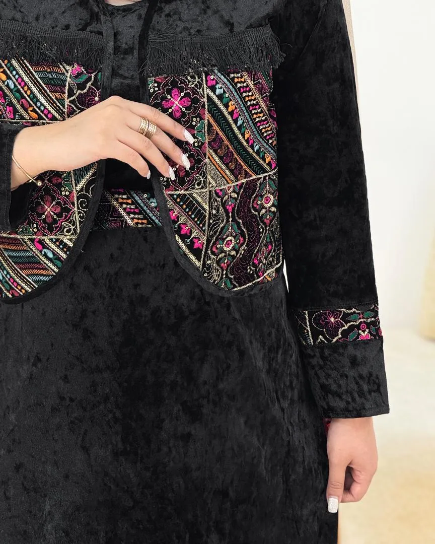 کت سارافون مخمل ریش دار کد h863