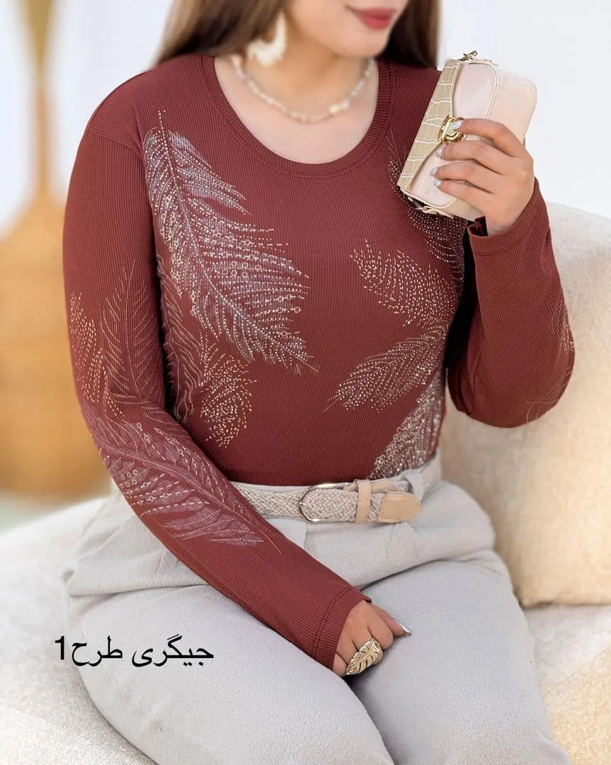 بلوز جلو نگین فانریپ کد h874