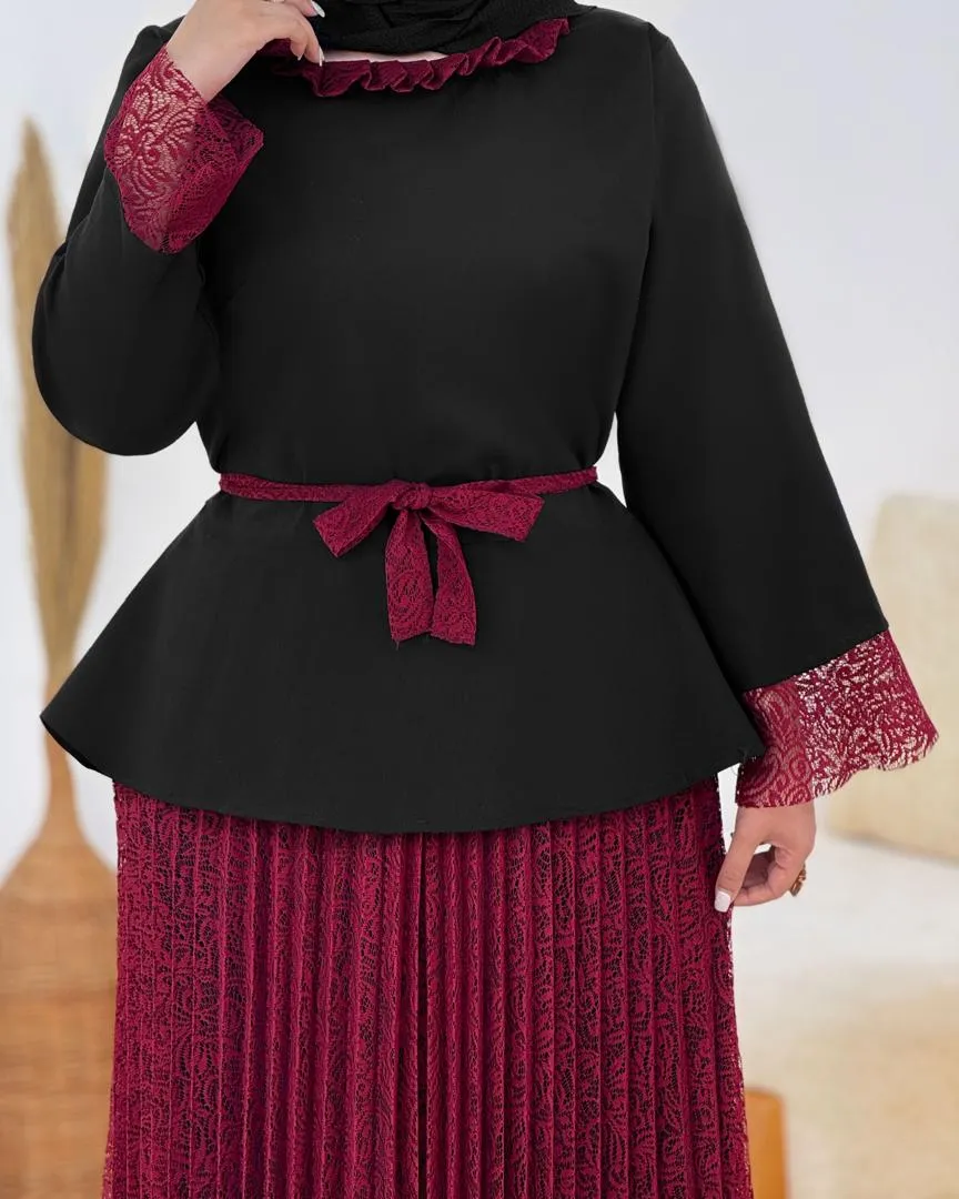 شومیز دامن دانتل یلدایی کد h826