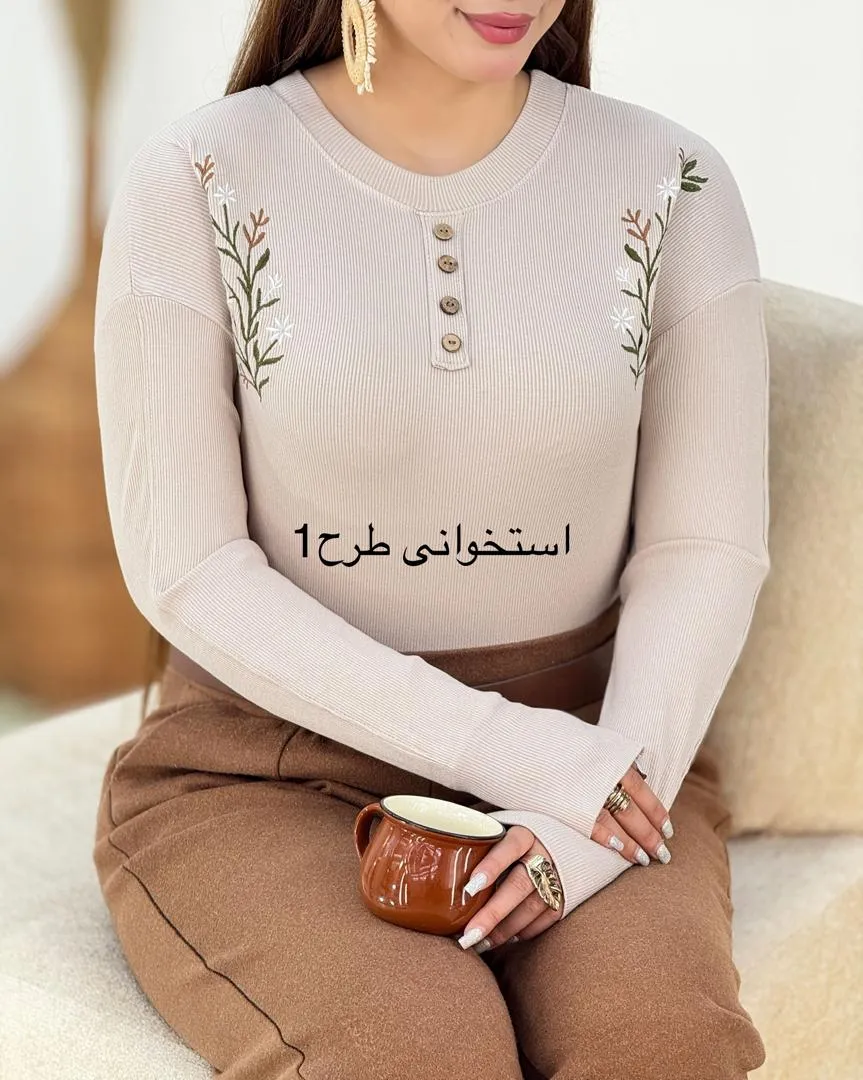 بلوز گلدوزی دکمه نما کد h875