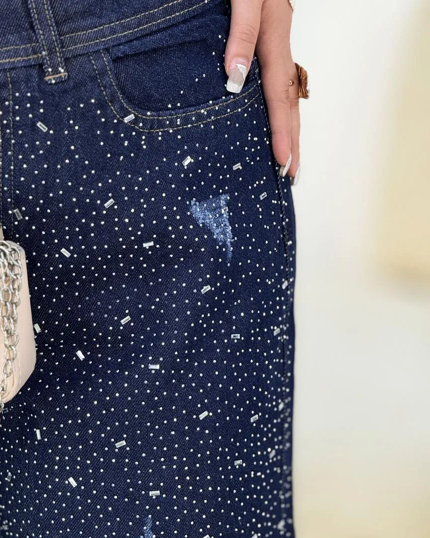 شلوار واید نگین دار کد h909