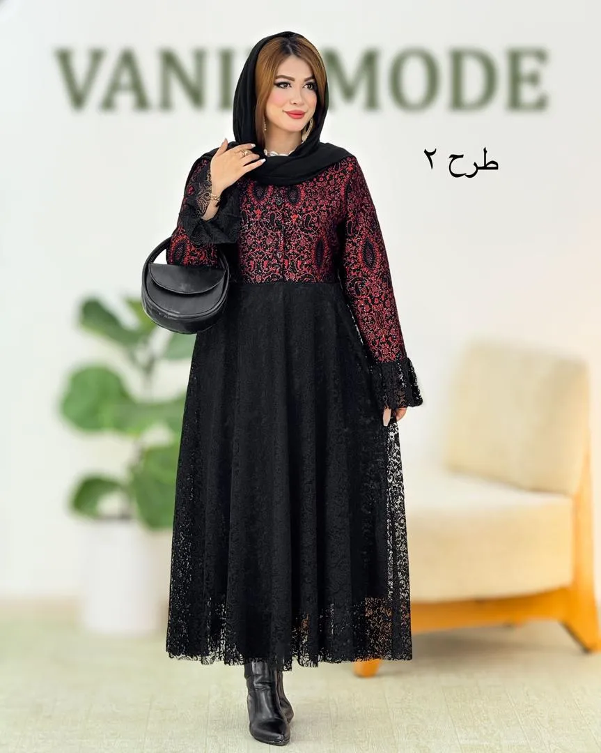 پیراهن یلدایی پایین تور دار کد h726