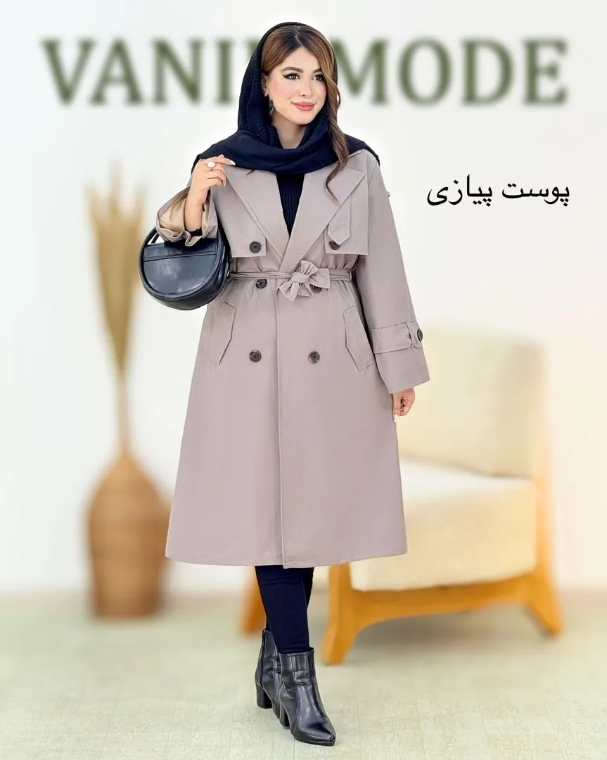 بارانی بلند سرشانه بند نما کد h816