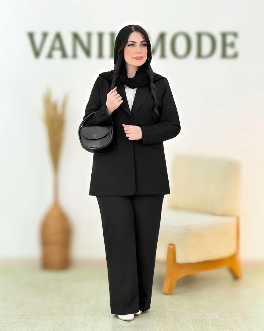 کت شلوار یقه آرشال زنانه کد h907