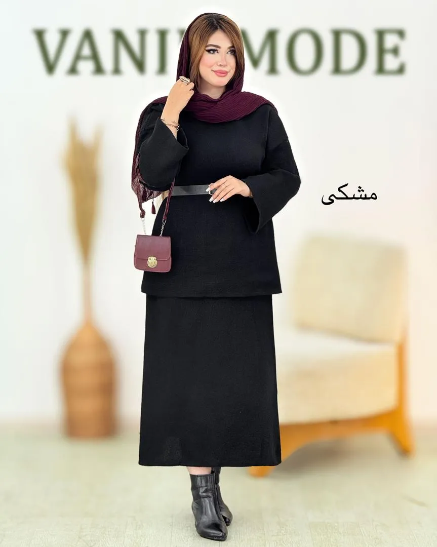 ست بلوز دامن پاین چاکدار بافت کد h543