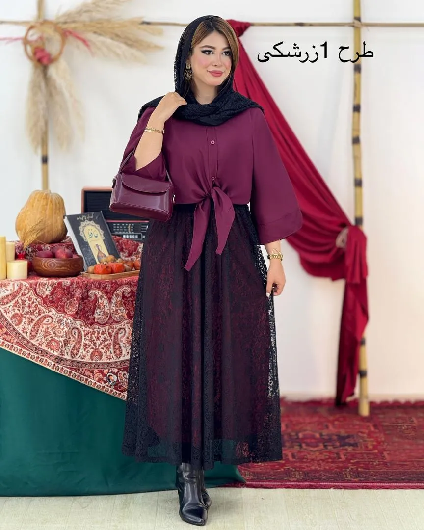 ست شومیز دامن شال یلدایی کد h808