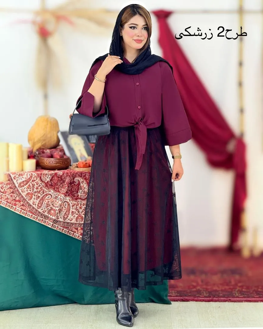 ست شومیز دامن شال یلدایی کد h808