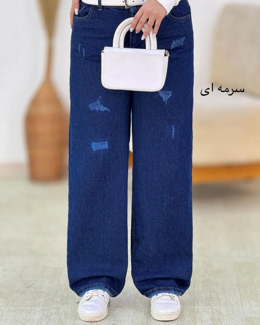 شلوار جین نیم بگ زنانه کد h733