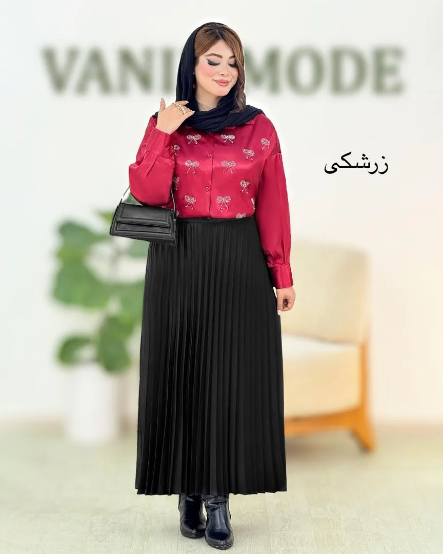 شومیز ساتن و دامن پلیسه یلدایی کد h809